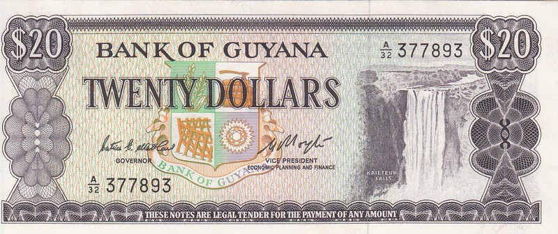 Гайана Банкнота 20 долларов 1989 UNC