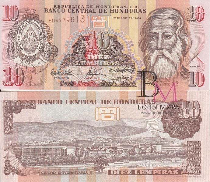 Гондурас Банкнота 10 лемпир 2004 UNC