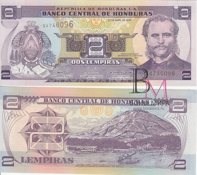 Гондурас Банкнота 2 лемпира 2008 UNC