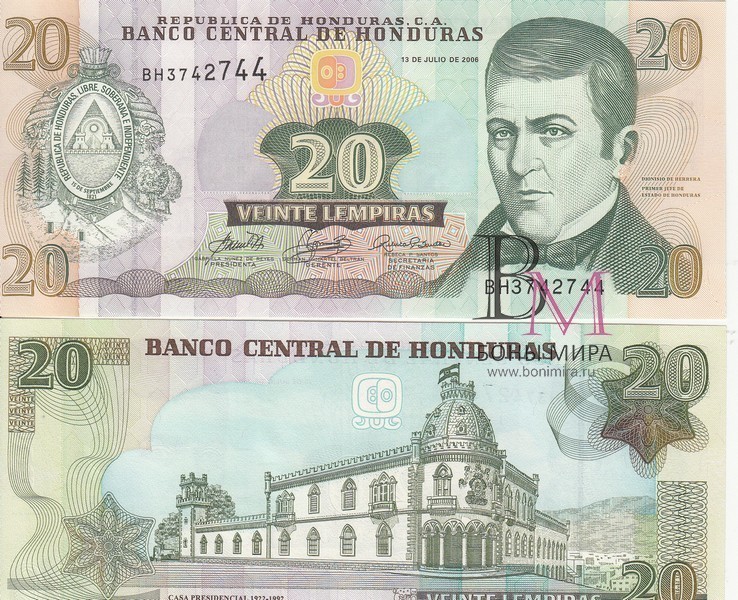 Гондурас Банкнота 20 лемпир 2006 UNC