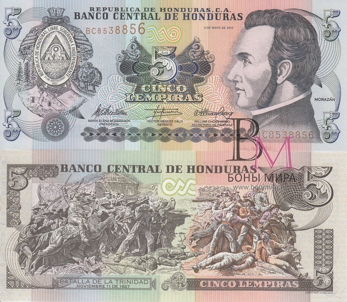 Гондурас Банкнота 5 лемпир 2010 UNC