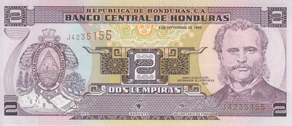Гондурас Банкнота 2 лемпира 1998 UNC 