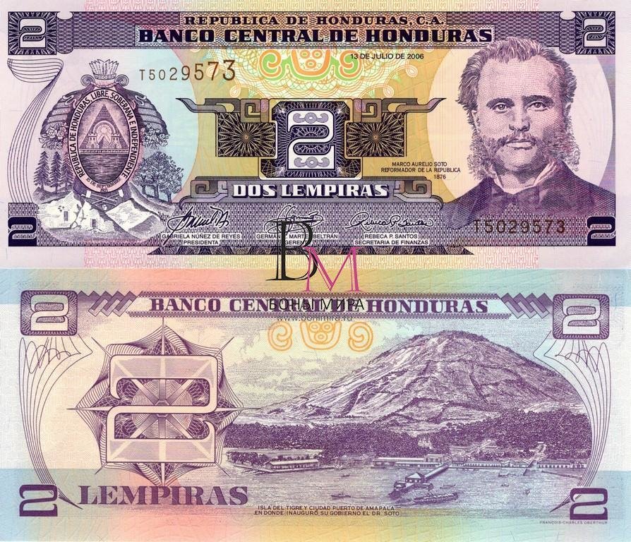 Гондурас Банкнота 2 лемпира 2006 UNC