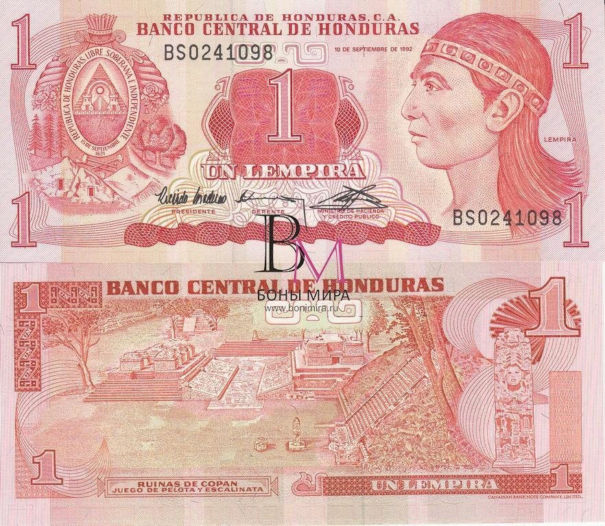 Гондурас Банкнота  1 лемпира 1992 UNC 