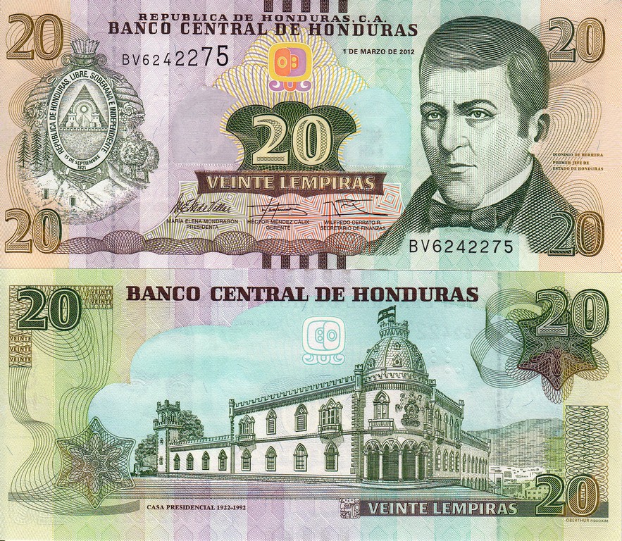 Гондурас Банкнота 20 лемпир 2012 UNC