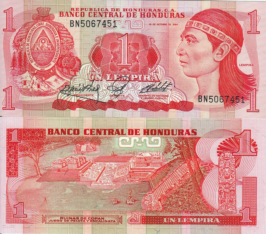 Гондурас Банкнота  1 лемпира 1984 UNC 