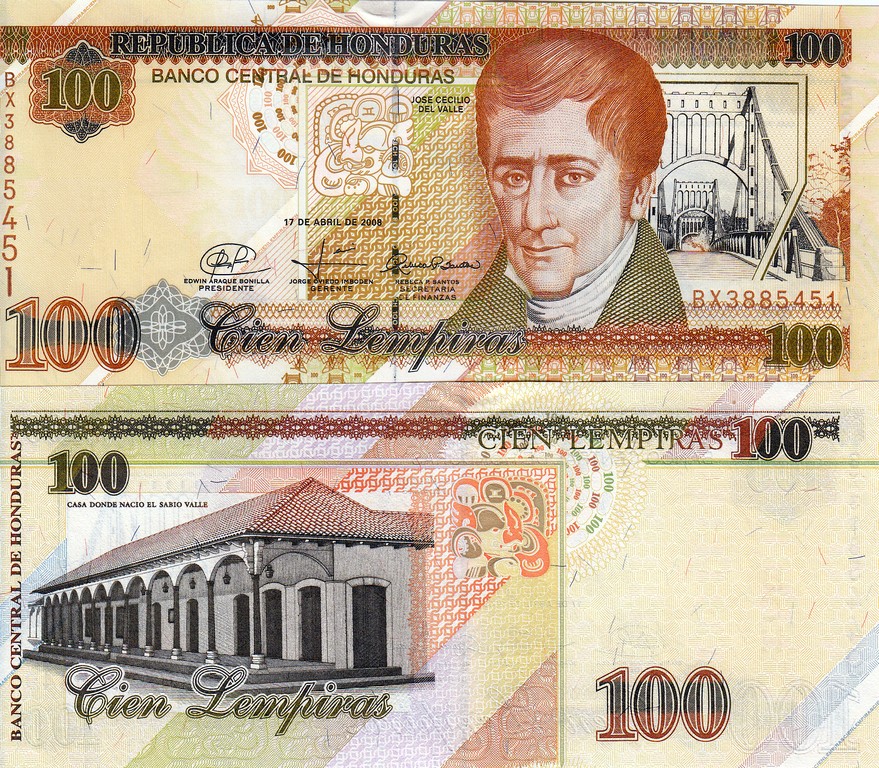 Гондурас Банкнота 100 лемпир 2008 UNC