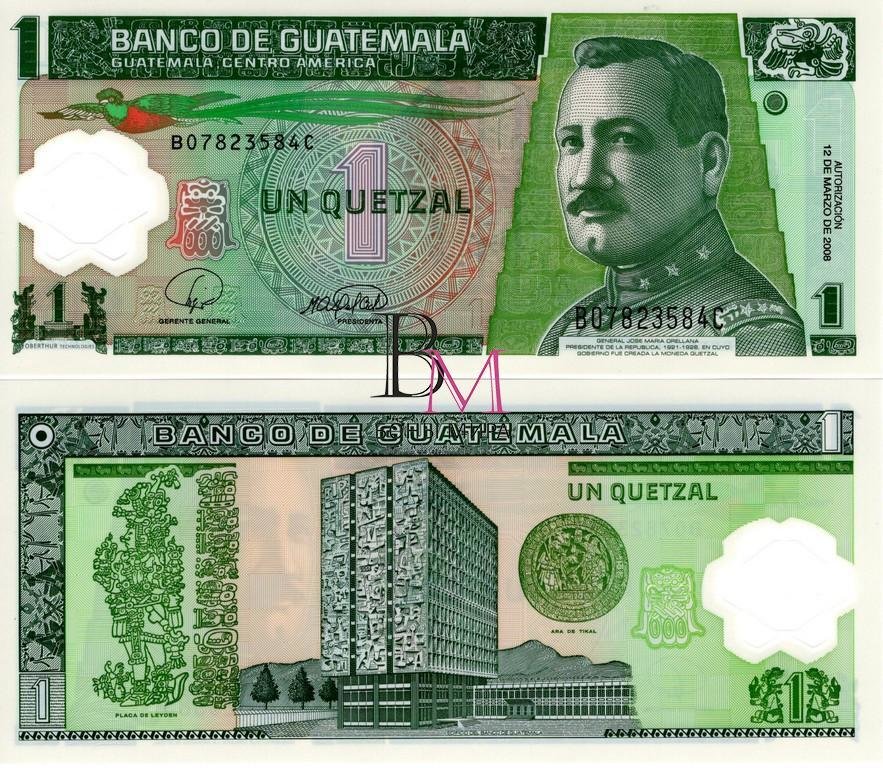 Гватемала Банкнота  1 кетсалей  2008 UNC 