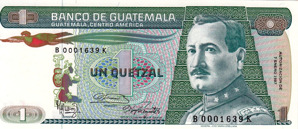 Гватемала Банкнота  1 кетсаль  1987 UNC