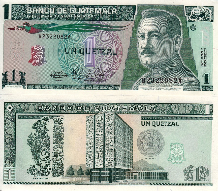 Гватемала Банкнота  1 кетсаль  1990 UNC