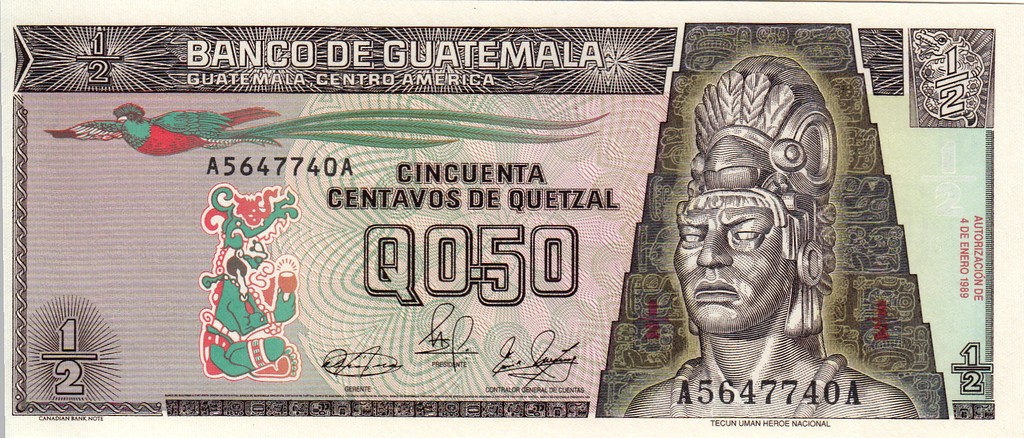 Гватемала Банкнота  1/2  кетсалей 1989 UNC P72-a
