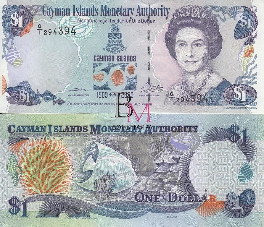 Каймановы острова Банкнота 1 доллар 2003 UNC 500 летие открытие островов