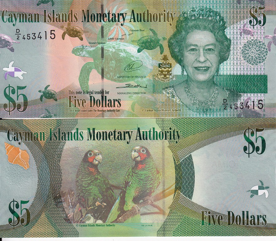Каймановы острова Банкнота 5 долларов 2010 UNC