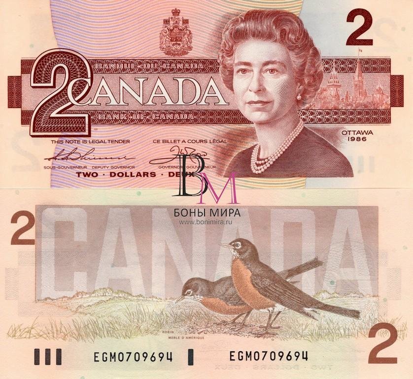 Канада Банкнота  2 доллара 1986  UNC