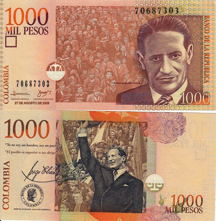 Колумбия Банкнота 1000 песо 2008 UNC 