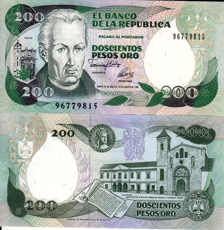 Колумбия Банкнота  200 песо 1992 UNC