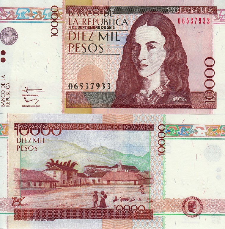 Колумбия Банкнота 10000 песо 2013 UNC