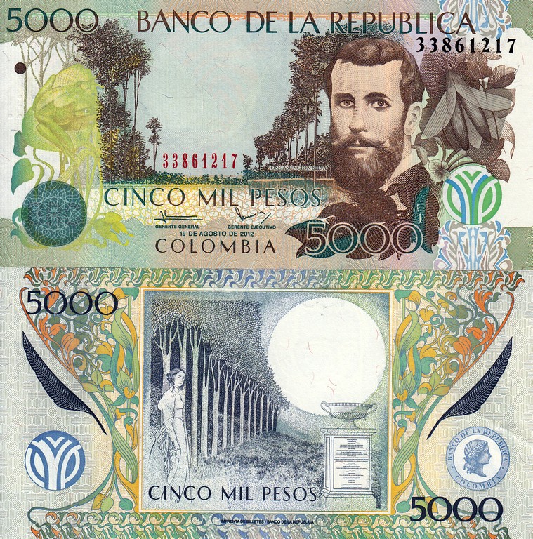 Колумбия Банкнота  5000 песо 2012 UNC