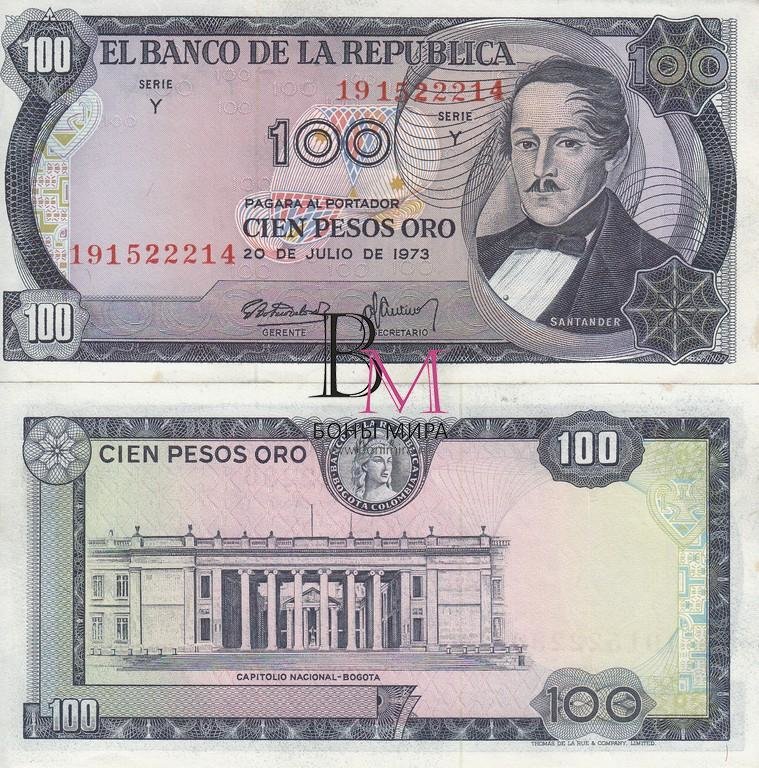 Колумбия Банкнота  100 песо 1973 UNC 