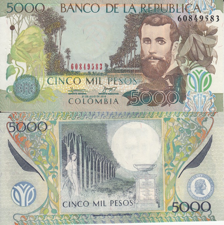 Колумбия Банкнота  5000 песо 2010 UNC