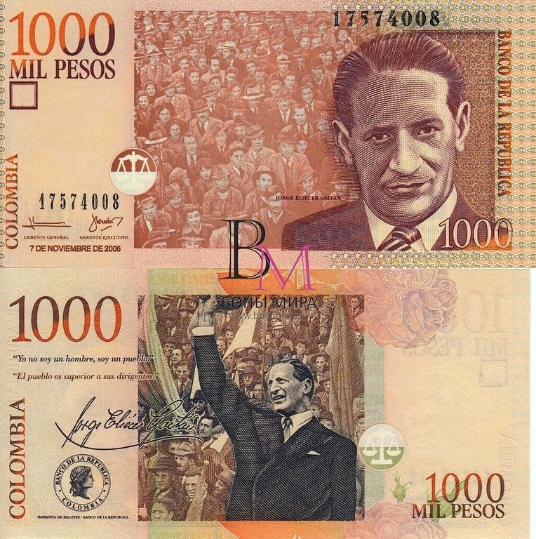 Колумбия Банкнота 1000 песо 2006 UNC