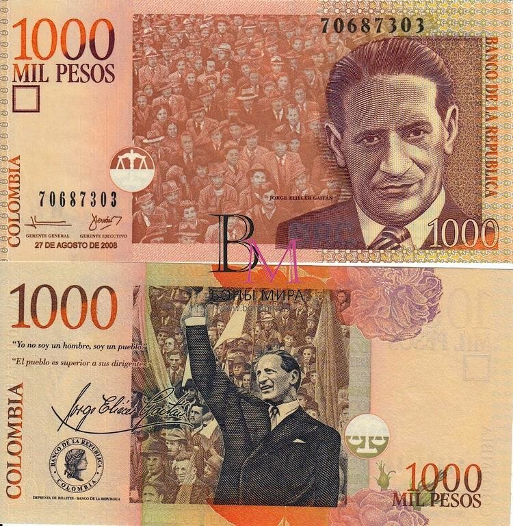 Колумбия Банкнота 1000 песо 2008 UNC 