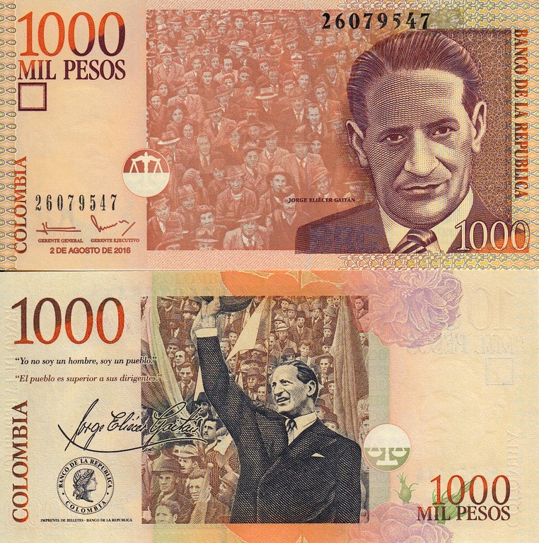 Колумбия Банкнота 1000 песо 2016 UNC 