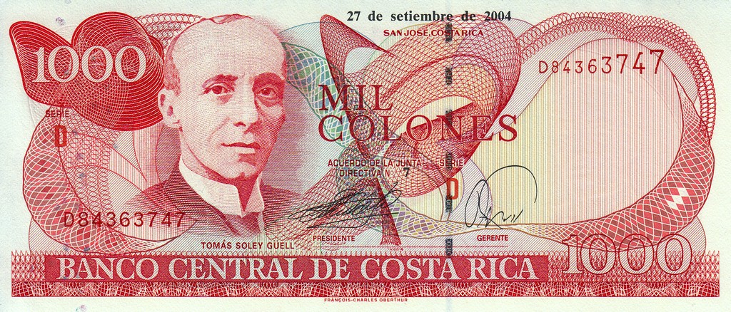 Коста Рика Банкнота 1000 колун 2004  UNC 