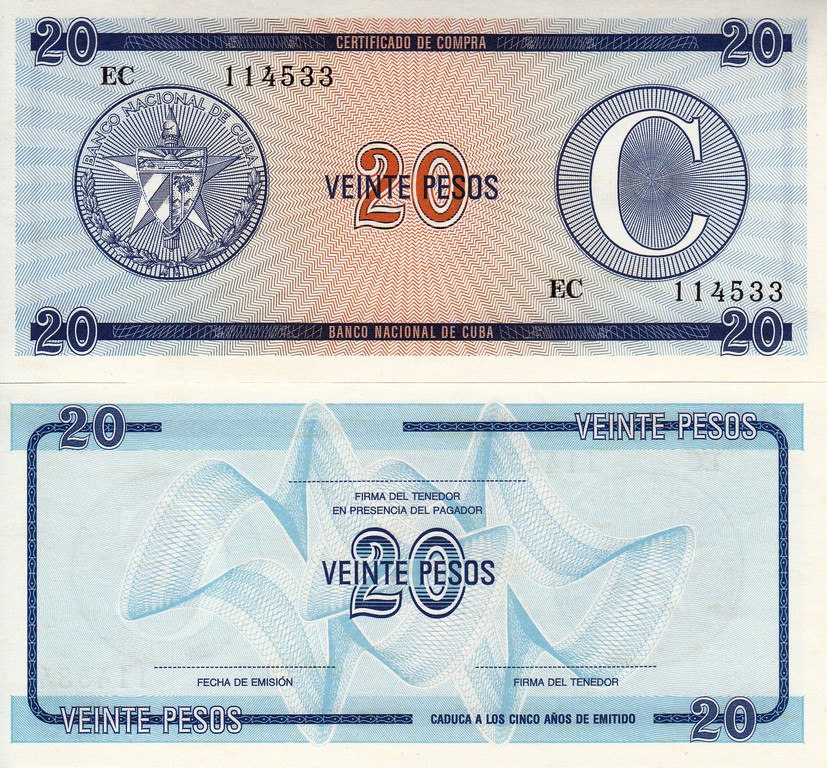 Куба Банкнота  20 песо 1985 UNC FX23
