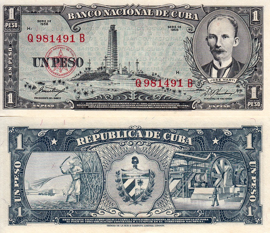 Куба Банкнота 1 песо 1958 UNC P87c 