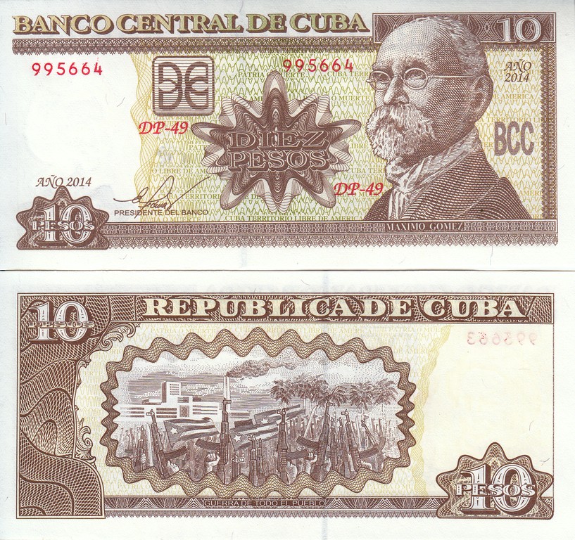 Куба Банкнота 10 песо 2014 UNC