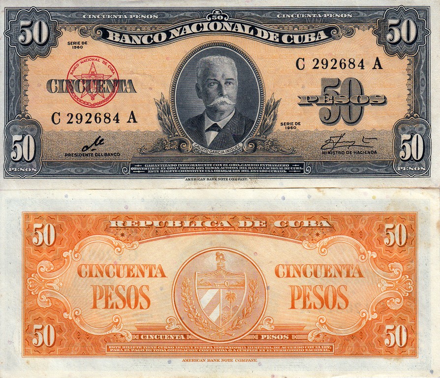 Куба Банкнота 50 песо 1960 EF/AU P81b Подпись Че Гевара
