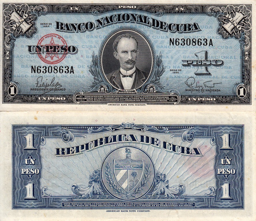 Куба Банкнота 1 песо 1960 EF P77b 