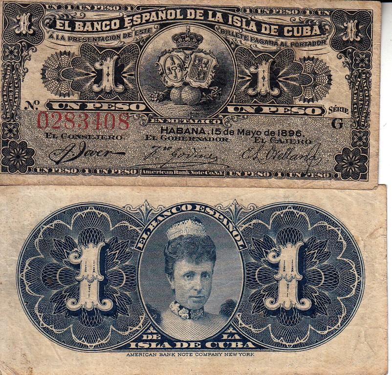 Куба Банкнота 1 песо 1896 VF P47a 
