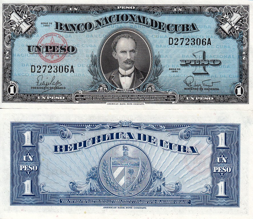 Куба Банкнота 1 песо 1960UNC P77b 