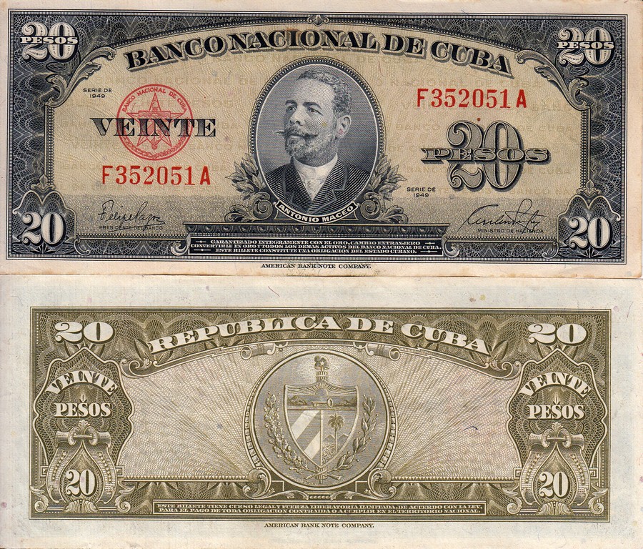 Куба Банкнота 20 песо 1949 EF P80a 