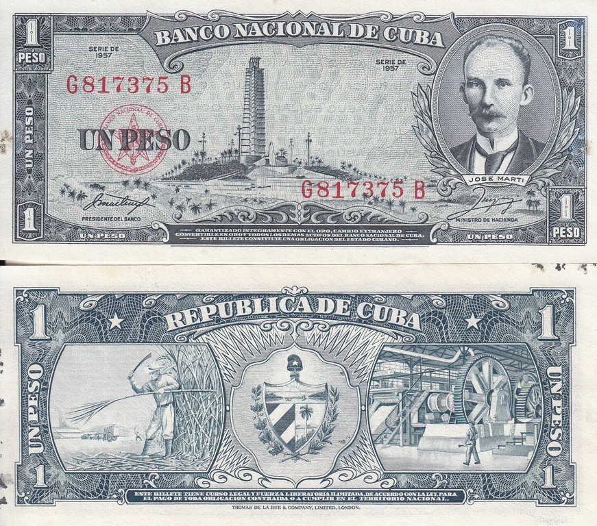 Куба Банкнота 1 песо 1957 UNC P87b 