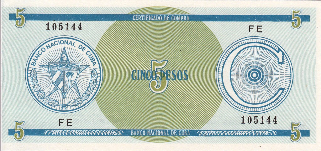 Куба Банкнота 5 песо 1985 UNC 