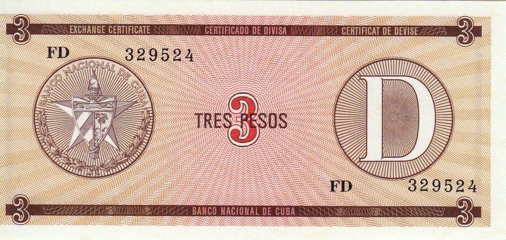 Куба Банкнота  3 песо 1985 UNC FX28