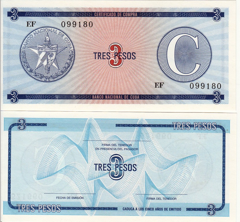 Куба Банкнота  3 песо 1985 UNC FX11