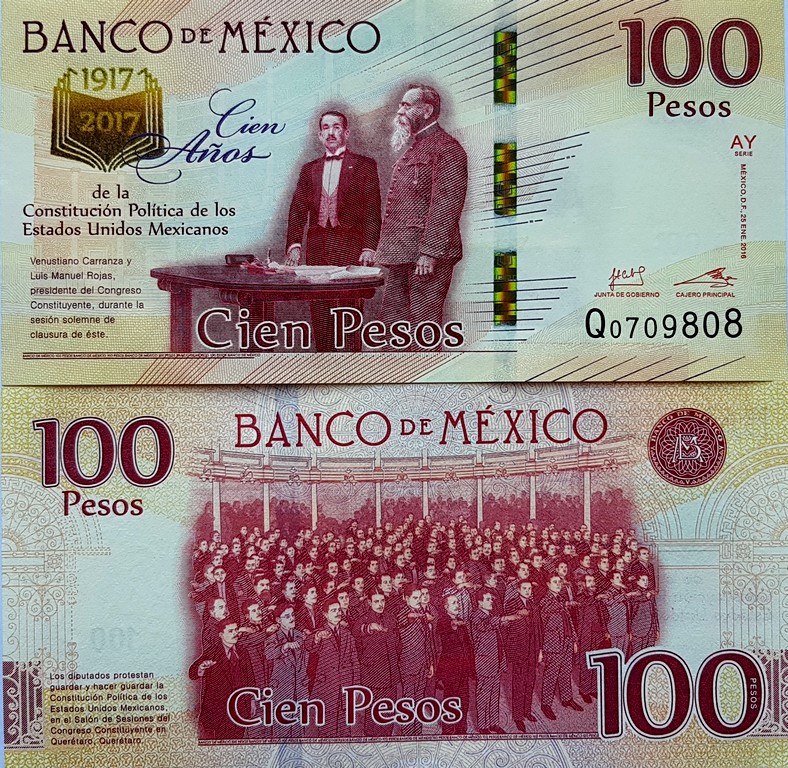 Мексика Банкнота 100 песо 2016 Юбилейная