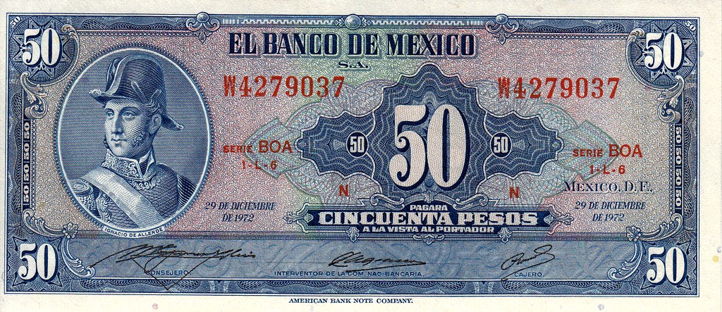 Мексика Банкнота 50 песо 1972 UNC 1972 P49u(1)