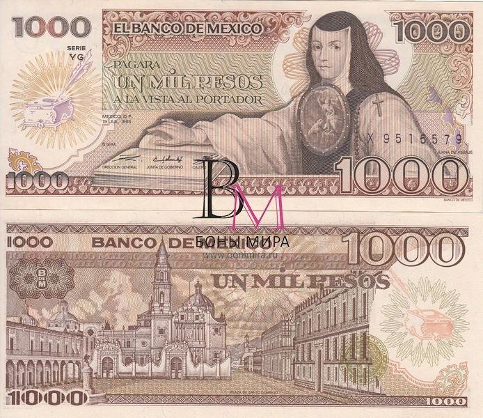 Мексика Банкнота 1000 песо 1985 UNC Подпись YG
