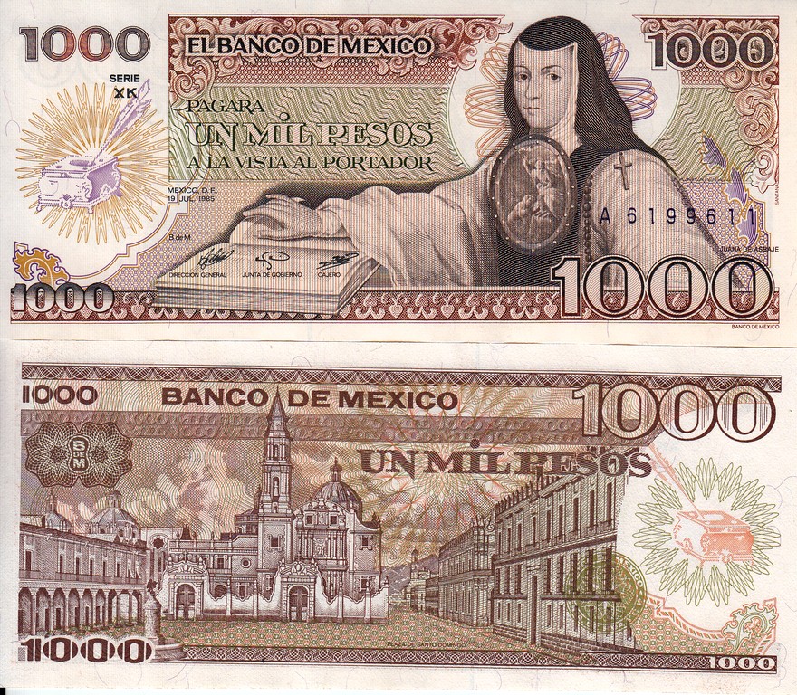 Мексика Банкнота 1000 песо 1985 UNC Подпись XK