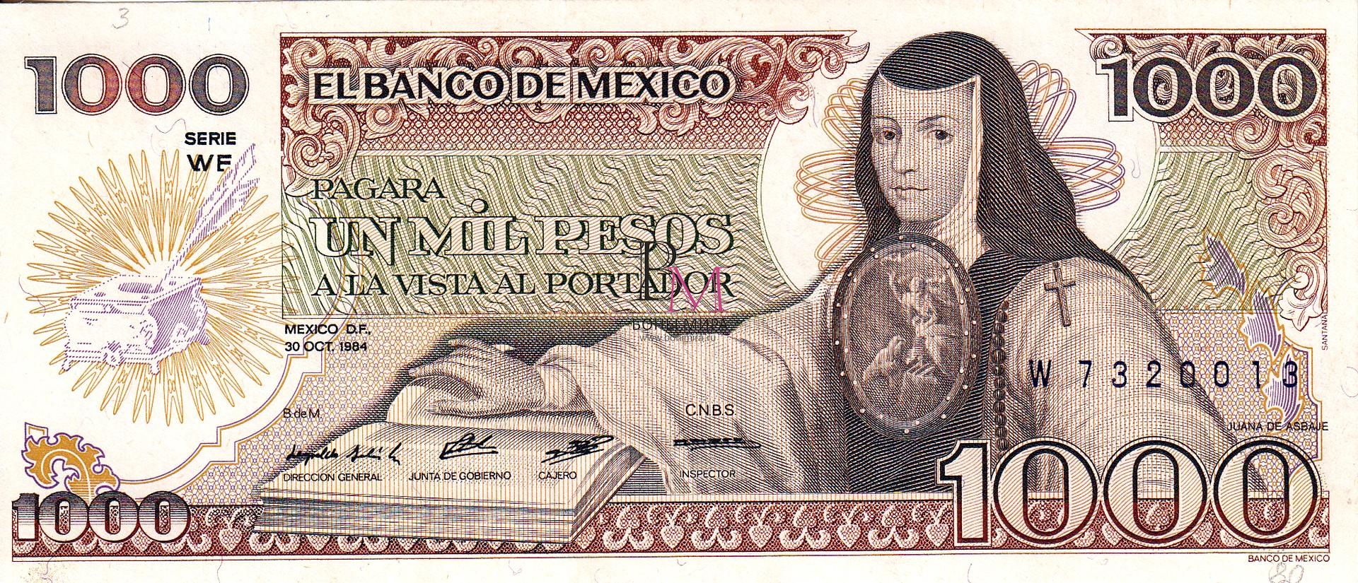 Мексика Банкнота 1000 песо 1984 UNC Серия WF