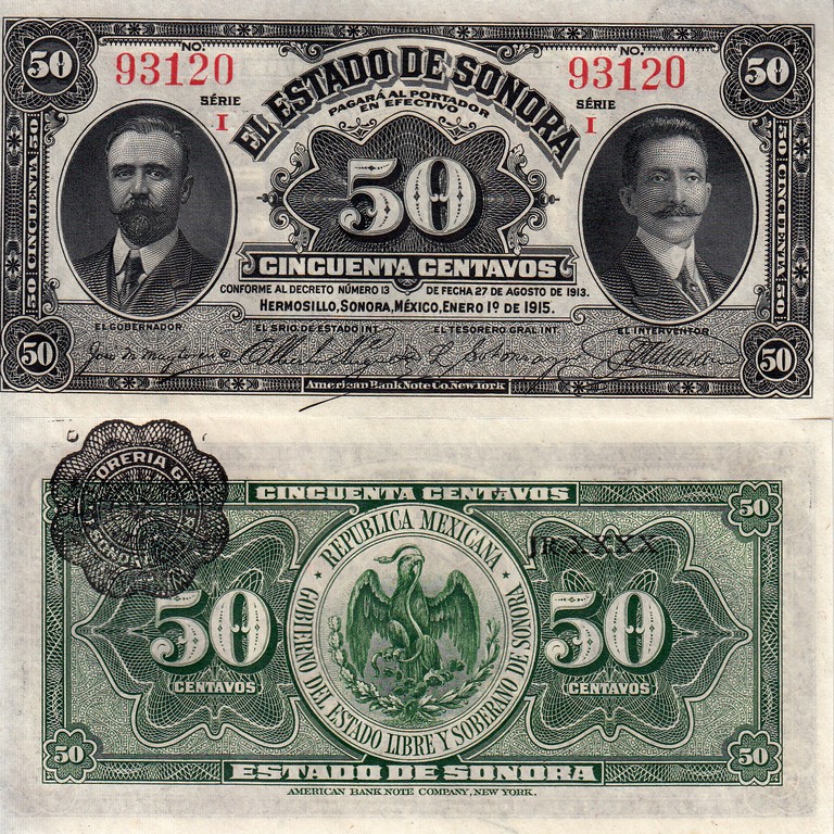 Мексика Банкнота 50 центавос 1915 UNC P s1070