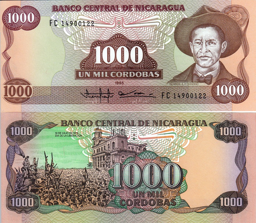 Никарагуа Банкноты 1000 кордоба 1985  UNC
