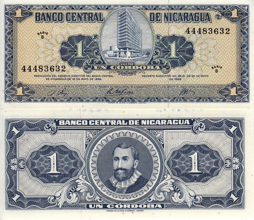 Никарагуа  Банкнота 1 кордоба 1968  UNC P115
