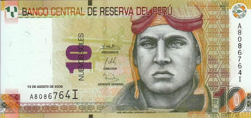 Перу Банкнота 10 новых солей 2009 UNC 