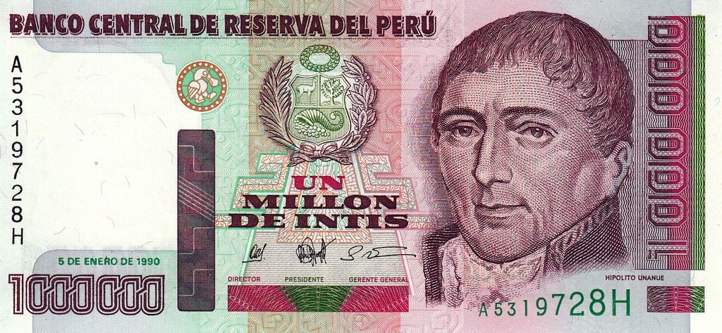 Перу Банкнота  1000000 инти 1990 UNC P148